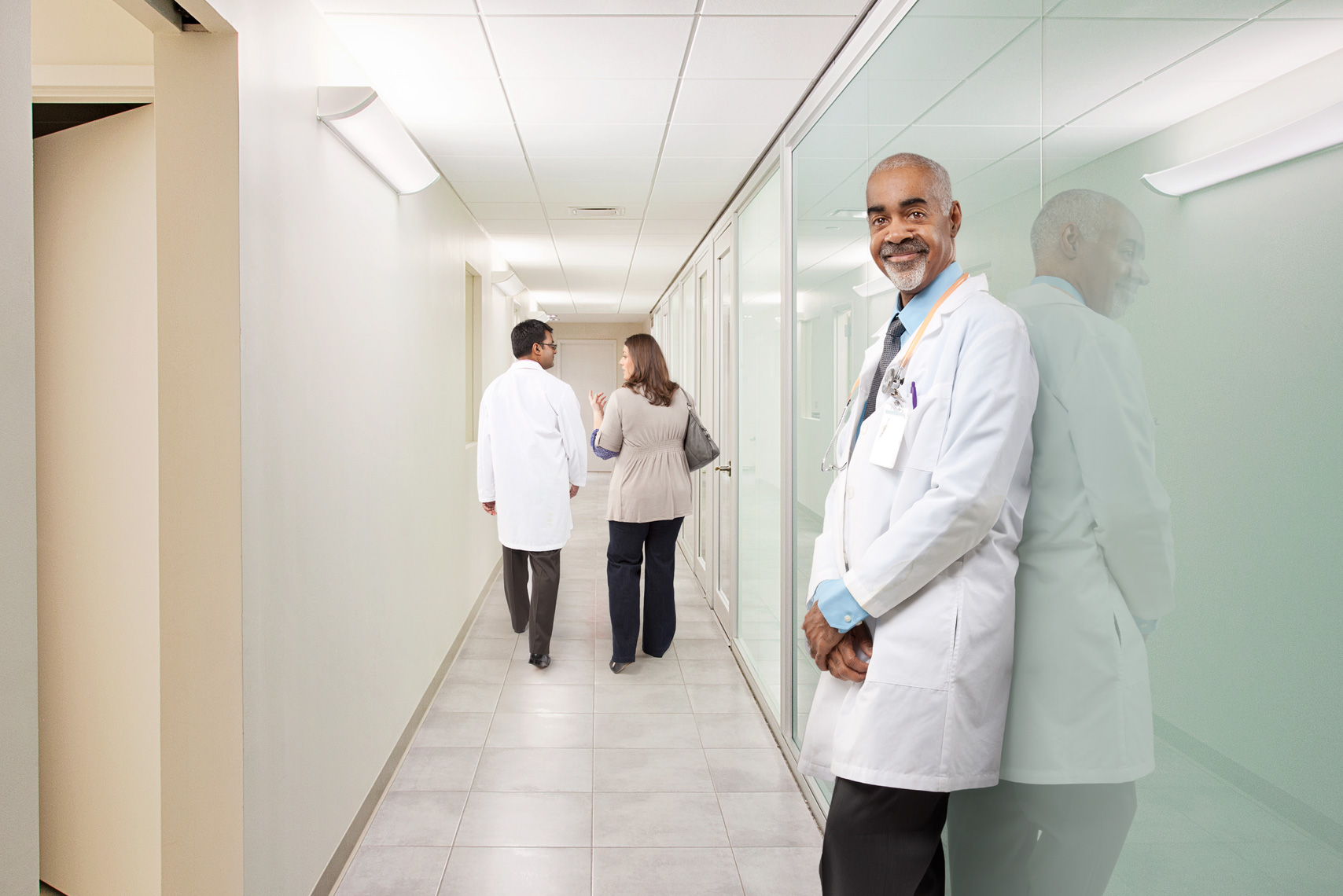 Doctor in Medical Office Hallway